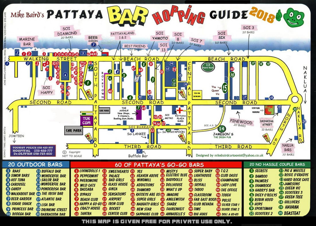 Pattaya bar hopping map