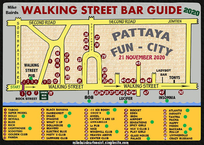 Map Go Go Bars Walking Street Pattaya